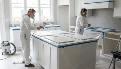 Professional cabinet painting by expert house painters in Seattle, WA for kitchen refinishing
