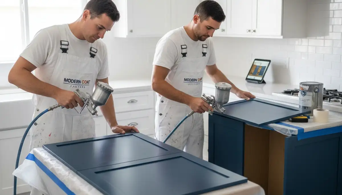Professional cabinet painting in Seattle WA kitchen by expert house painters for lasting beauty