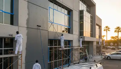 Professional commercial painters in Seattle WA applying durable exterior coatings for businesses