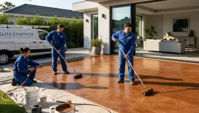 Professional concrete staining by house painters in Seattle, WA for durable patios and driveways