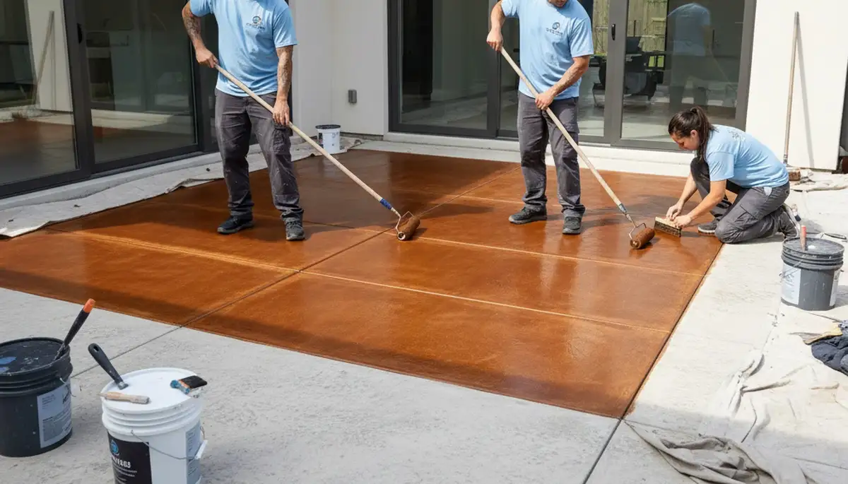 Professional concrete staining for patios and driveways in Seattle, WA by expert house painters