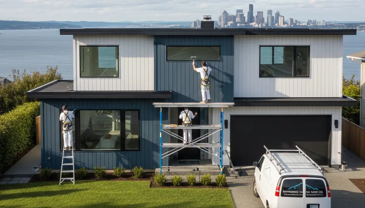 Seattle, WA house painters on a residential exterior painting project