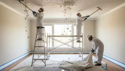 Professional popcorn ceiling removal by expert house painters in Seattle, WA homes