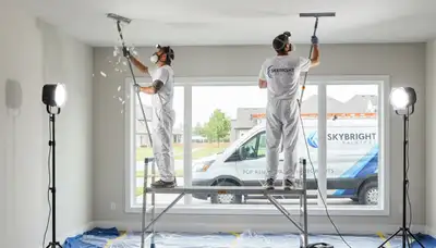 Professional popcorn ceiling removal by house painters in Seattle, WA for smooth modern interiors