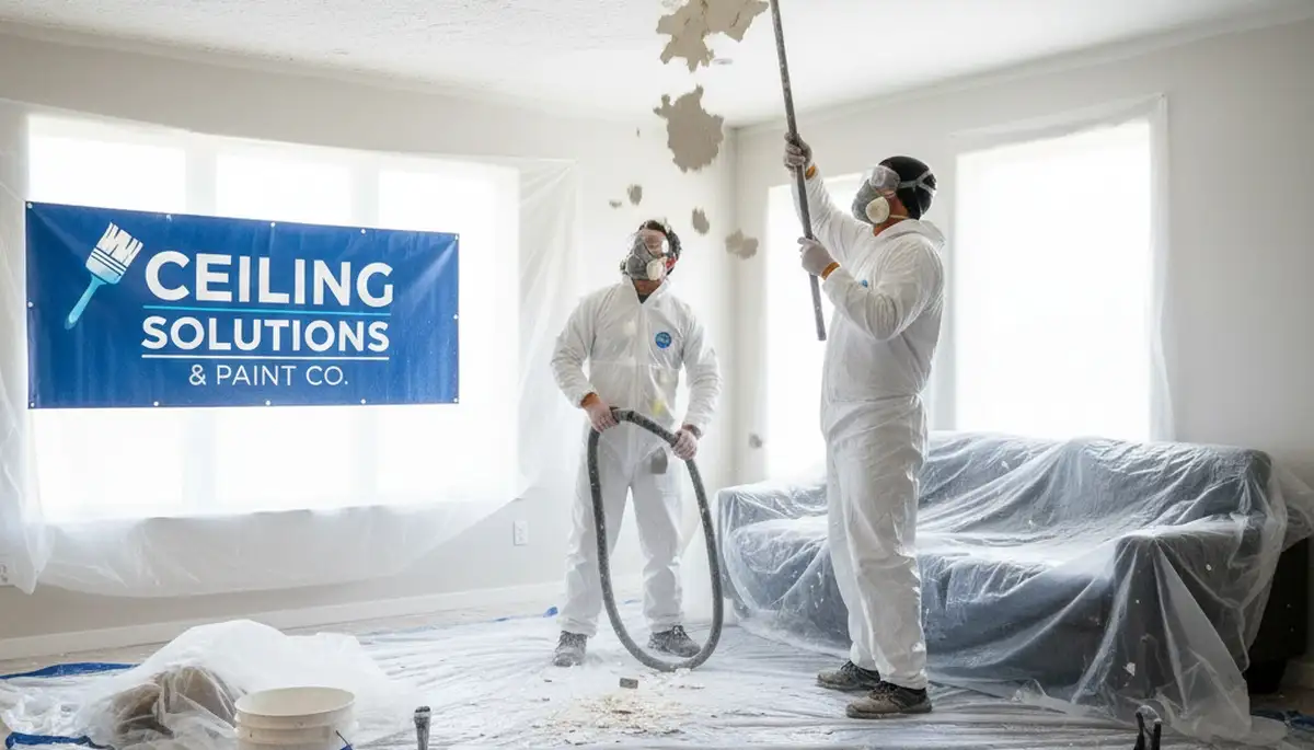 Professional popcorn ceiling removal in Seattle WA home by expert house painters