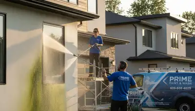 Professional pressure cleaning for residential exterior in Seattle, WA by expert house painters