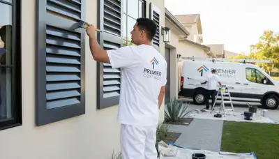 Professional shutter painting on a Seattle WA home by local exterior house painters