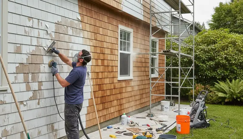 Professional surface preparation for exterior house painting in Seattle, WA ensuring long-lasting finishes