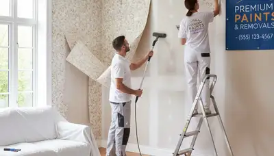 Professional wallpaper removal service in Seattle WA by expert house painters prepping interior walls