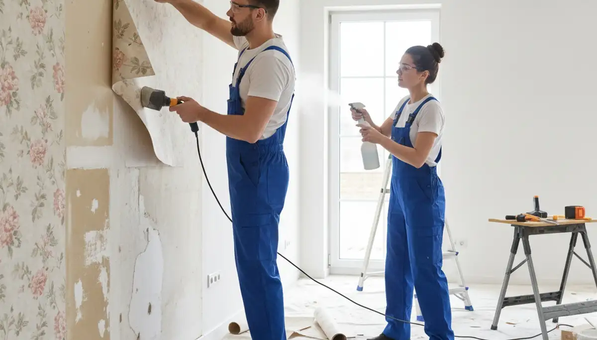 Professional wallpaper removal in Seattle WA by expert house painters prepping interior walls